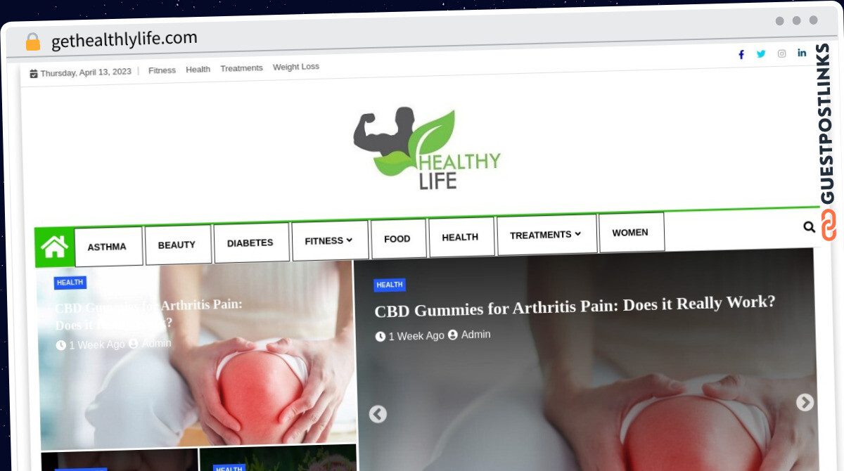 Publish A Guest Post on https://gethealthlylife.com for $349