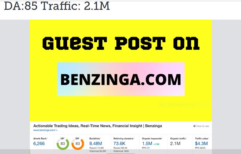 Publish A Guest Post on https://www.benzinga.com/ for $379